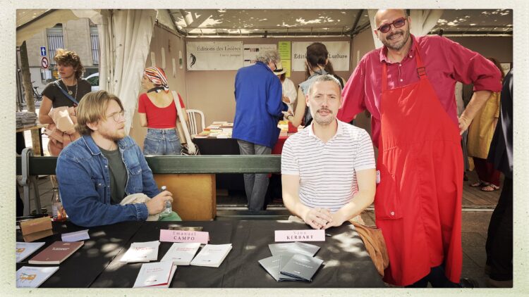 Antoine Gallardo au Marché de la poésie le dimanche 7 juin, avec Yan Kerbart, un des lauréats du 1er concours Nuit(s).